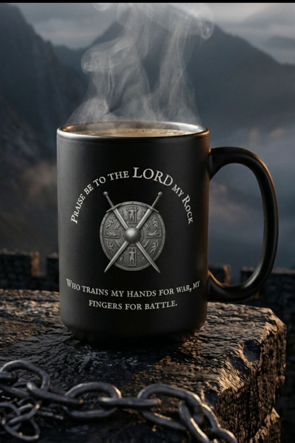 Psalm 144:1 — "Praise Be to the Lord My Rock" 11/15oz mug