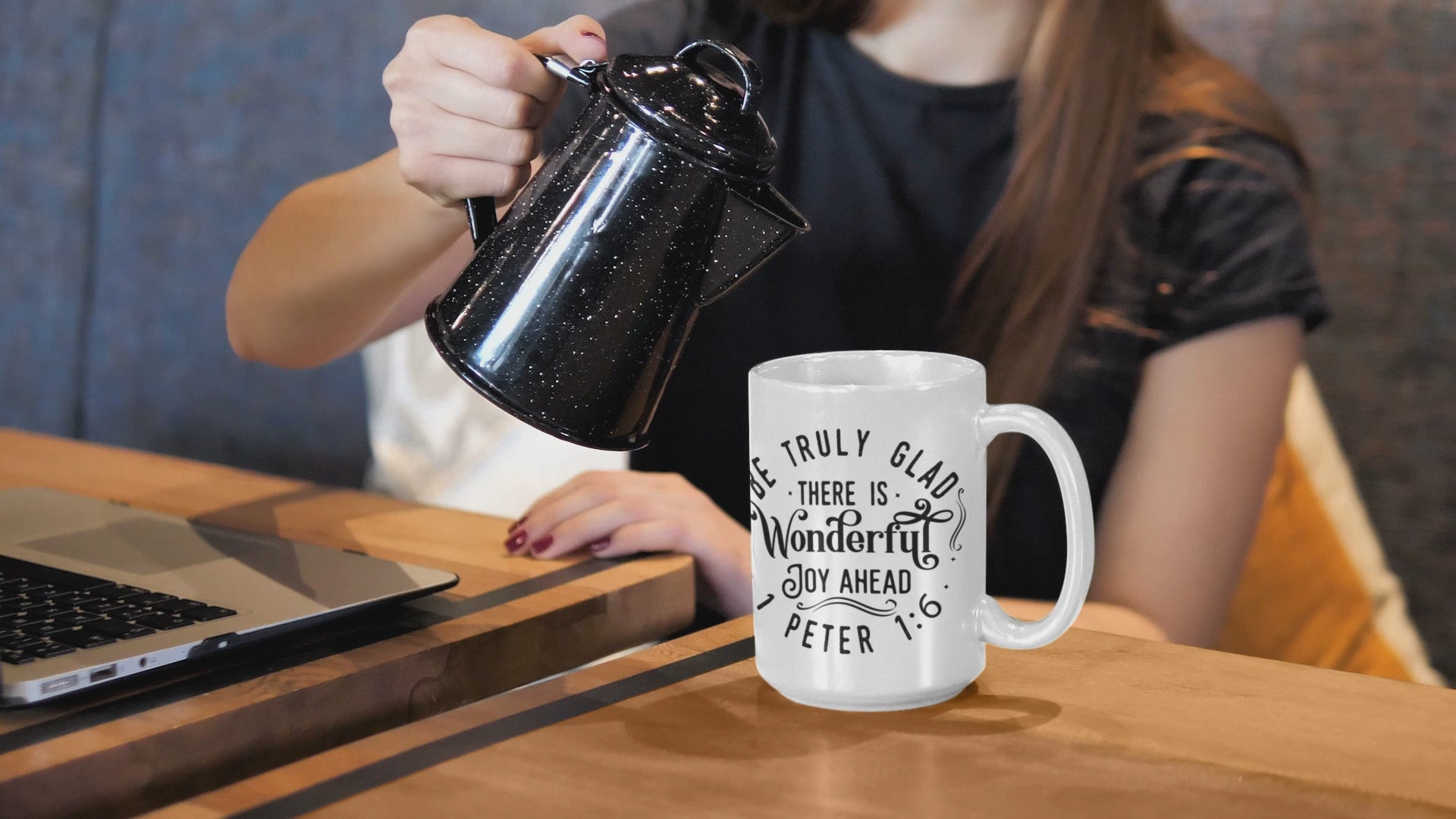 1 Peter 1:6 "Wonderful Joy" Floral Scripture Coffee Mug