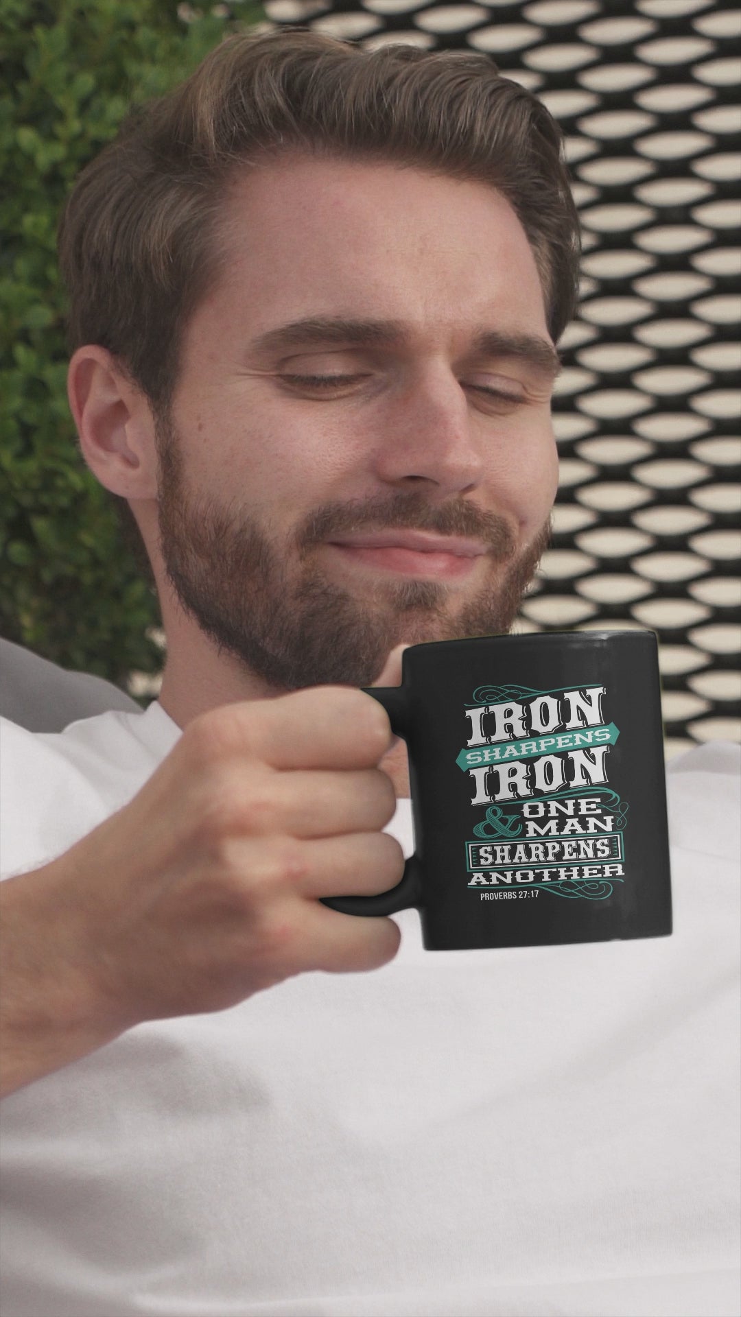 The Man's Morning Devotional Mug | Proverbs 27:17