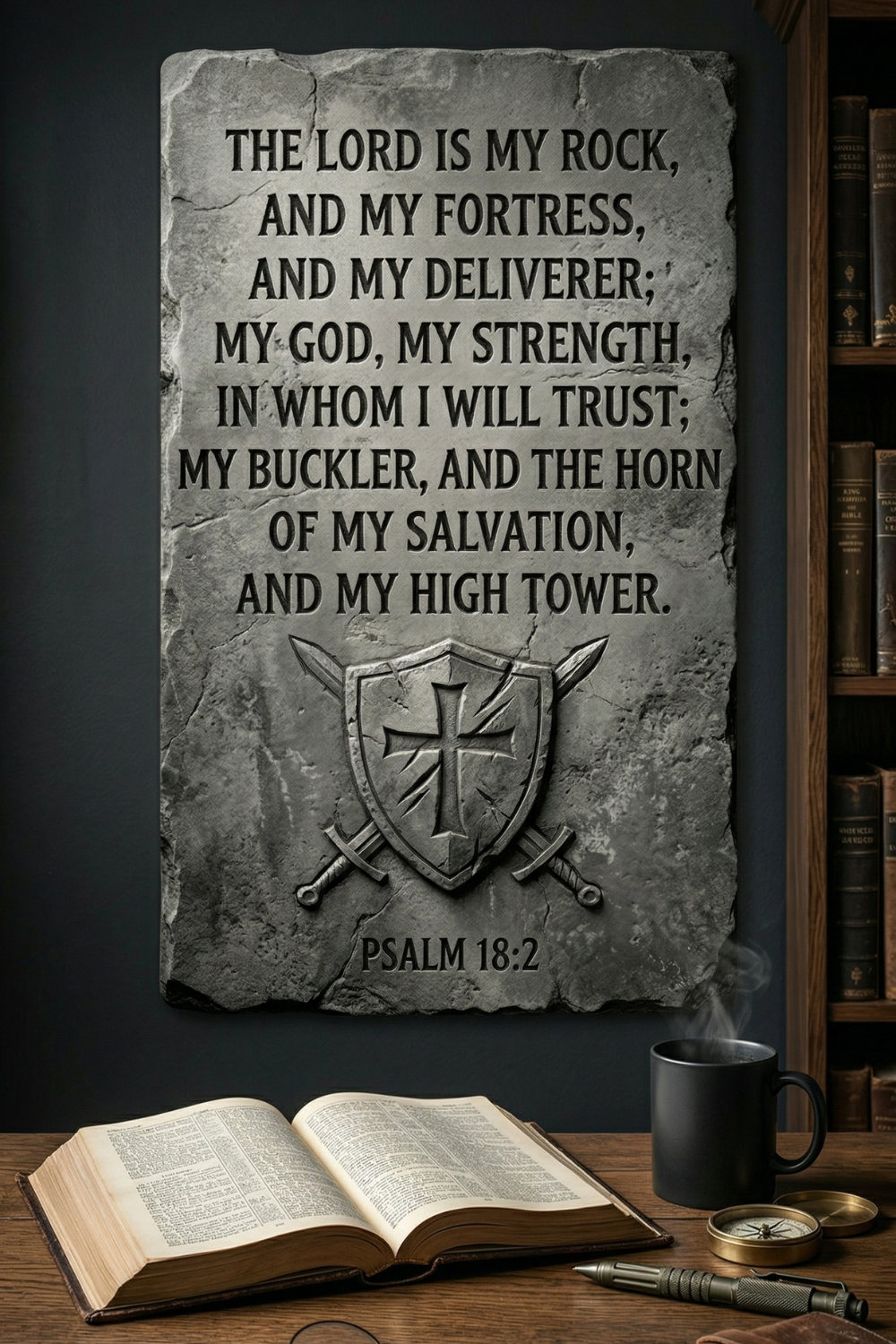 Psalm 18:2 'The Rock' Ancient Stone Tablet Poster