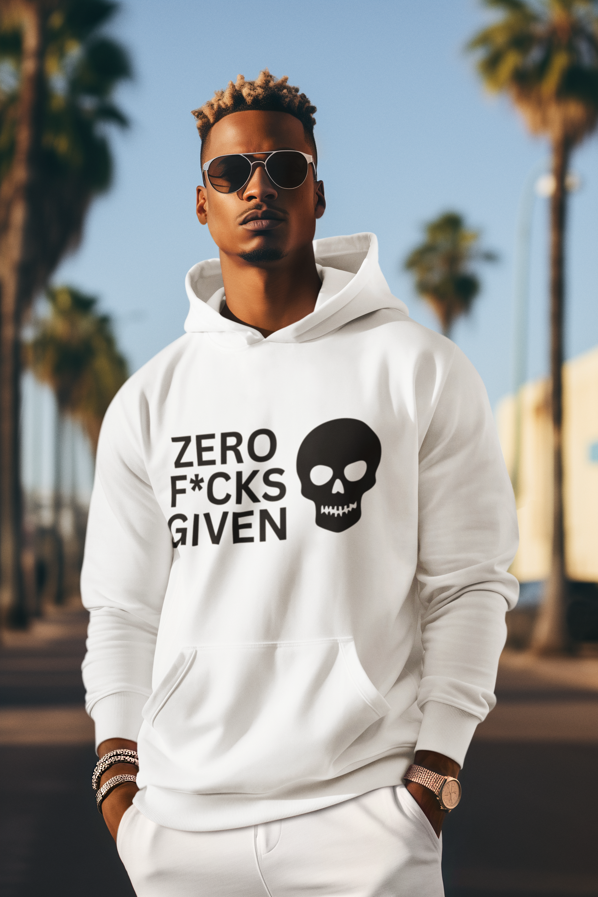 Zero Fcks Given Skull Hoodie – Bold Statement Pullover | Gildan® 18500