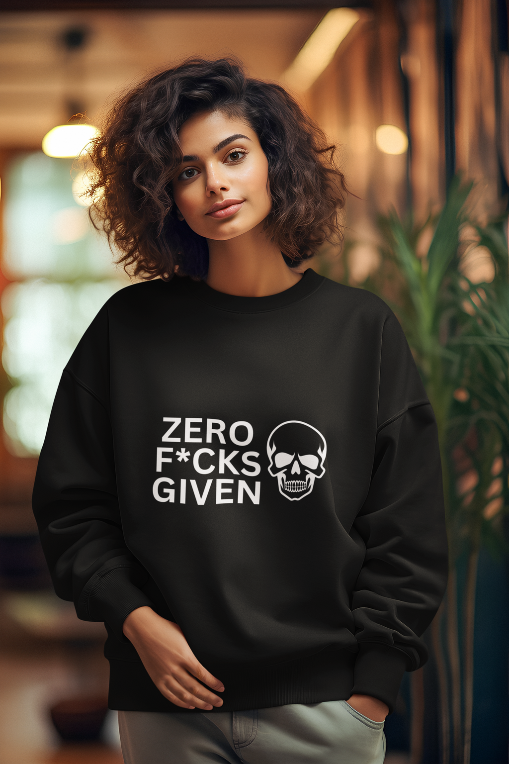 Zero Fcks Given Skull Sweatshirt – Unapologetic Comfort| Gildan® 18000