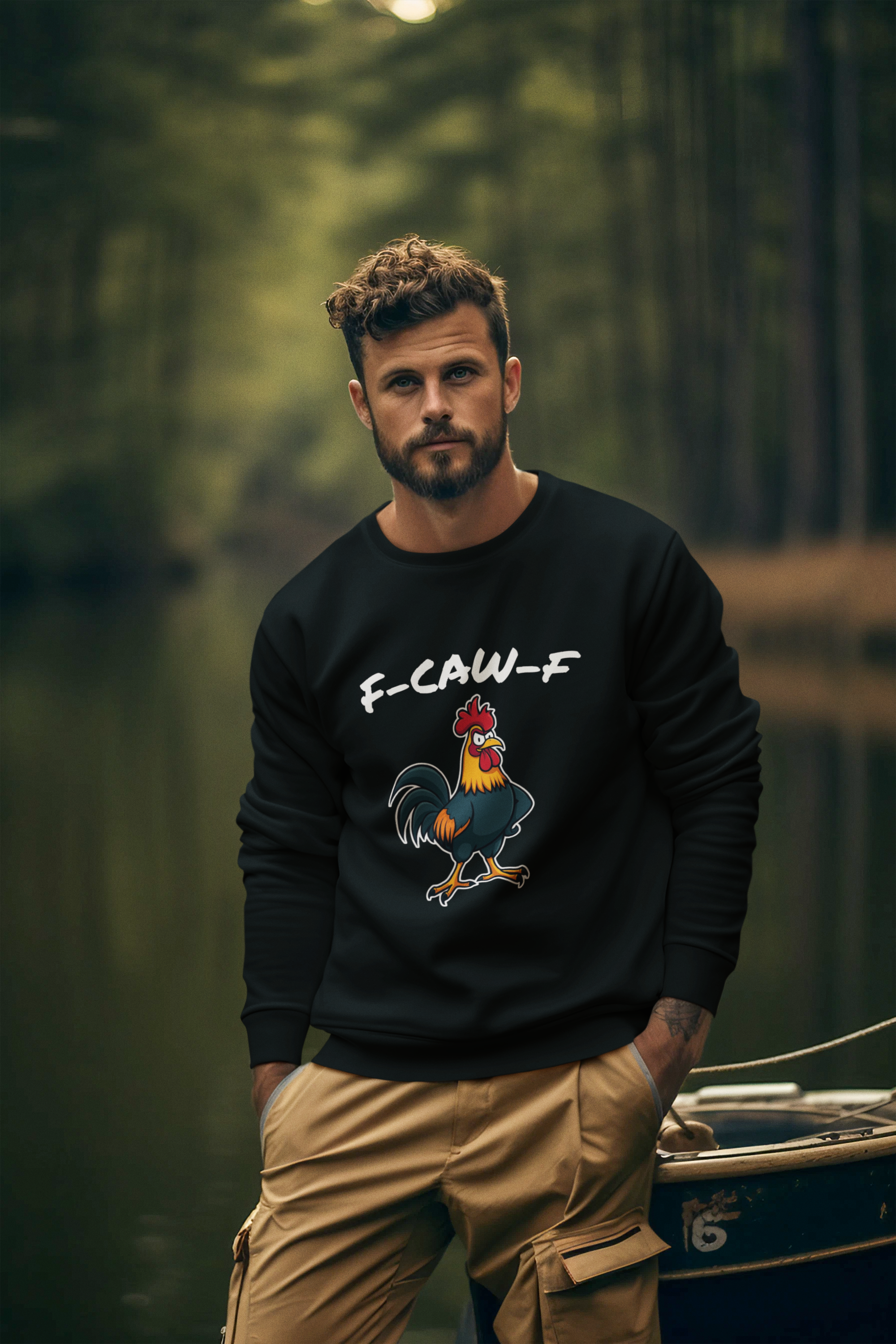 F-CAW-F Angry Rooster Sweatshirt – Funny Sarcastic Crewneck for Work, Friends & Everyday Laughs