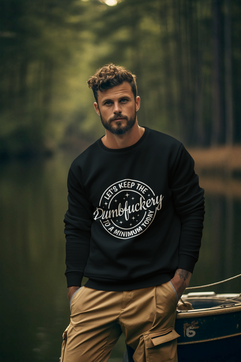 Crewneck Sweatshirt — "Let's Keep the Dumbfuckery" Retro Graphic