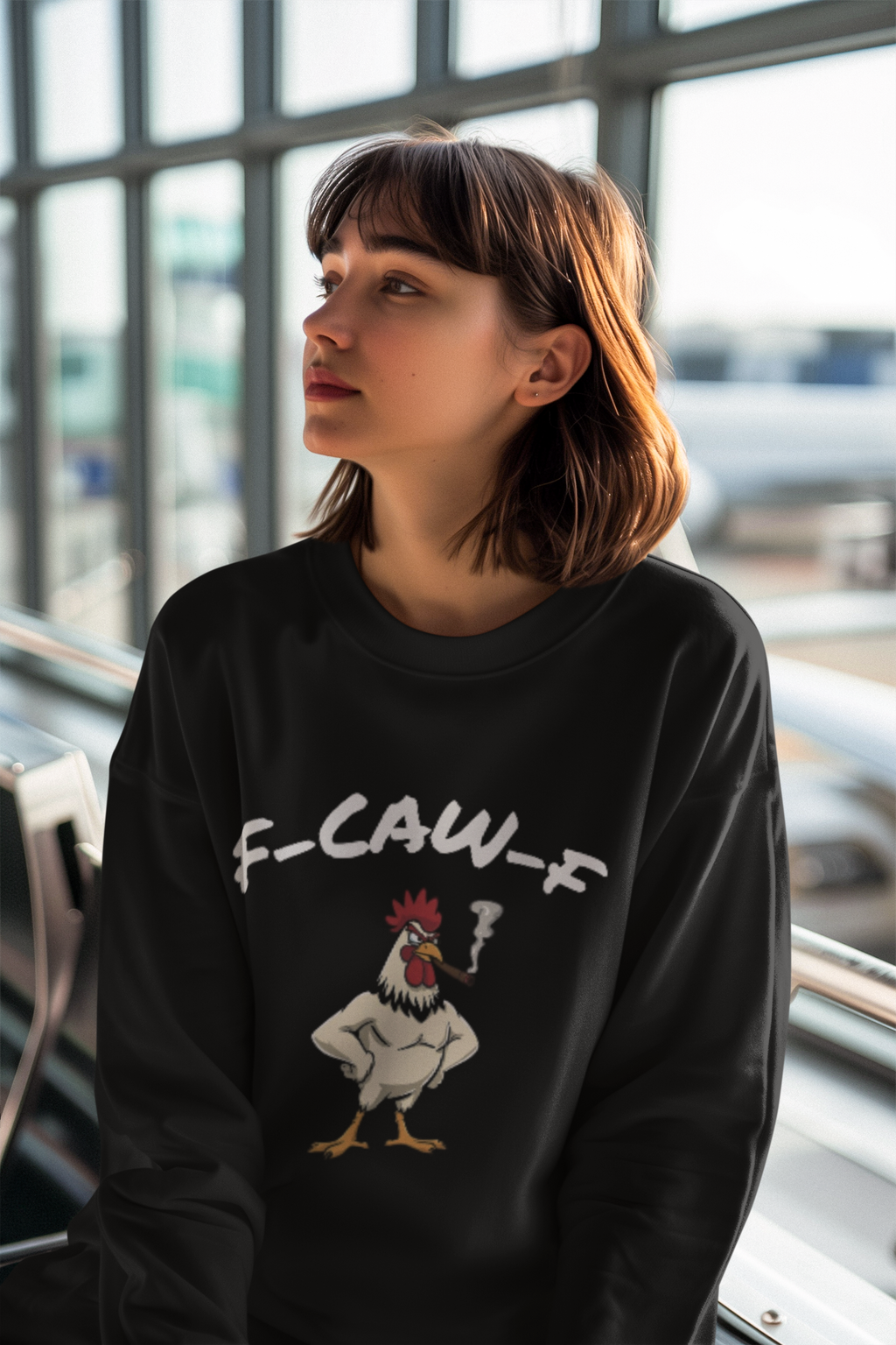 F-CAW-F Rooster Sweatshirt – Funny Angry Rooster with Cigar