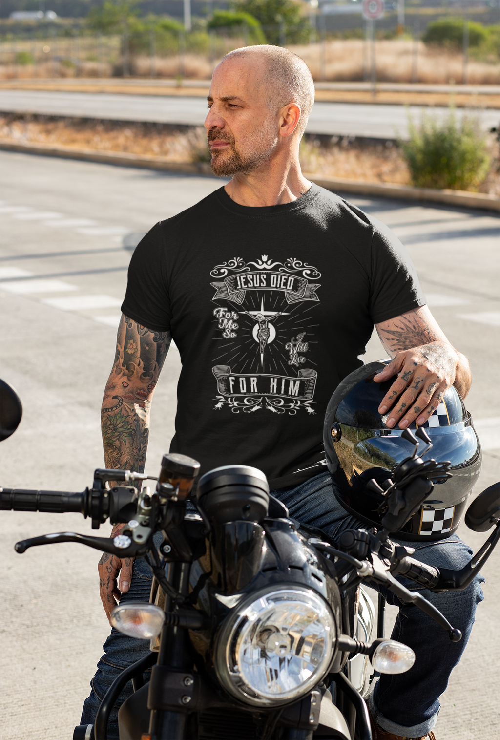 Christian T-Shirt — “Jesus Died For Me, So I Live For Him” Faith Graphic Tee