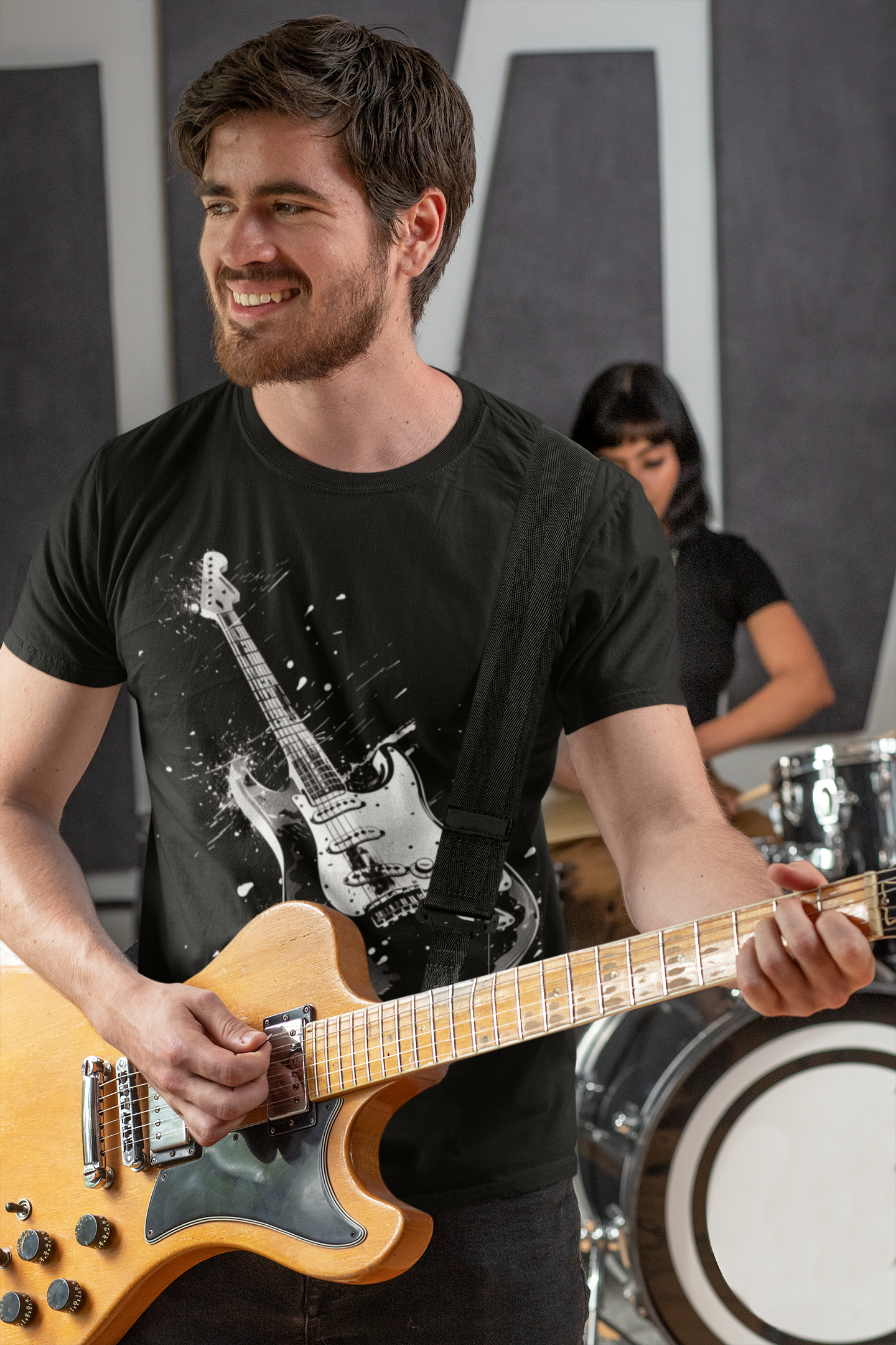 Electric Soul Guitar Tee – Black Rock Graphic T-Shirt