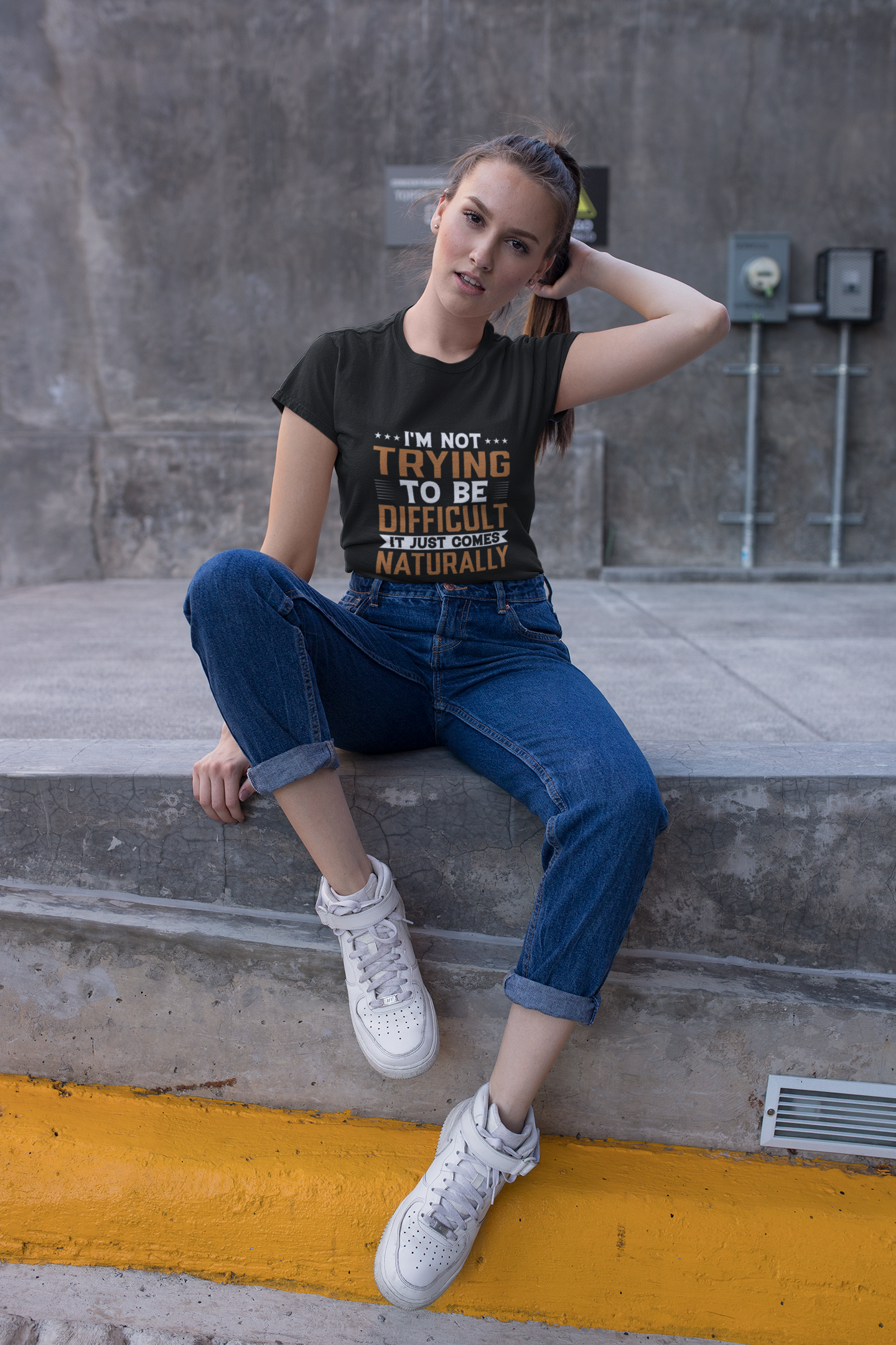 Funny Sarcastic T-Shirt – “I’m Not Trying To Be Difficult, It Just Comes Naturally” Graphic Tee