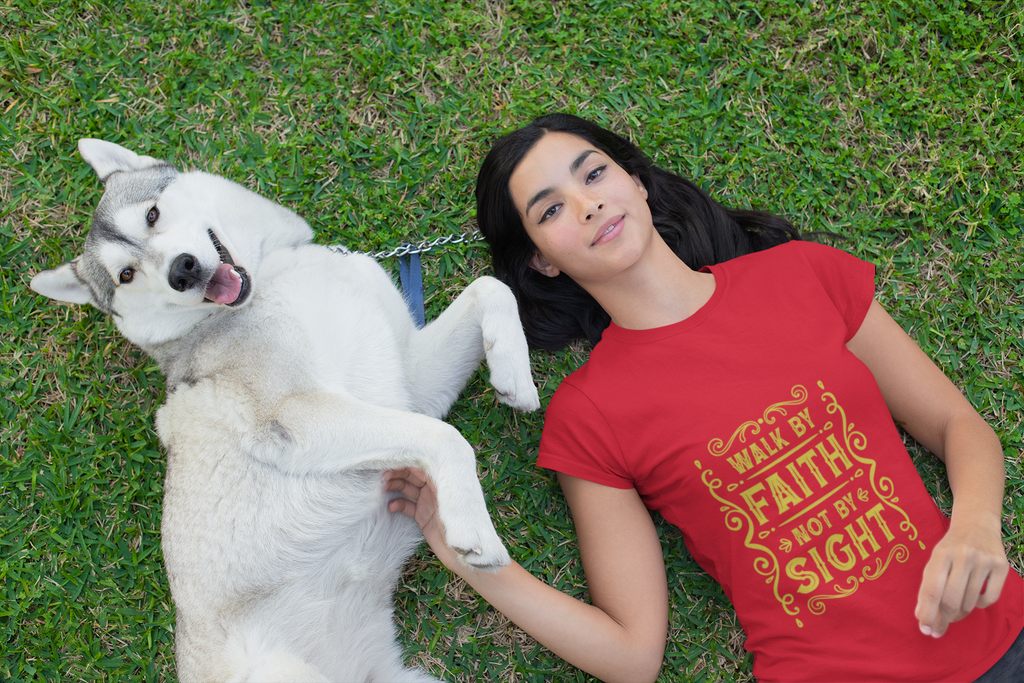 Faith T-Shirt — "Walk by Faith Not by Sight" Inspirational Christian Tee