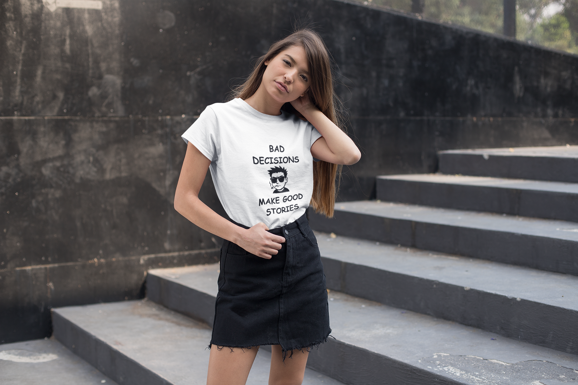 Bad Decisions Make Good Stories – Funny Sarcastic T-Shirt, Bold Graphic Tee