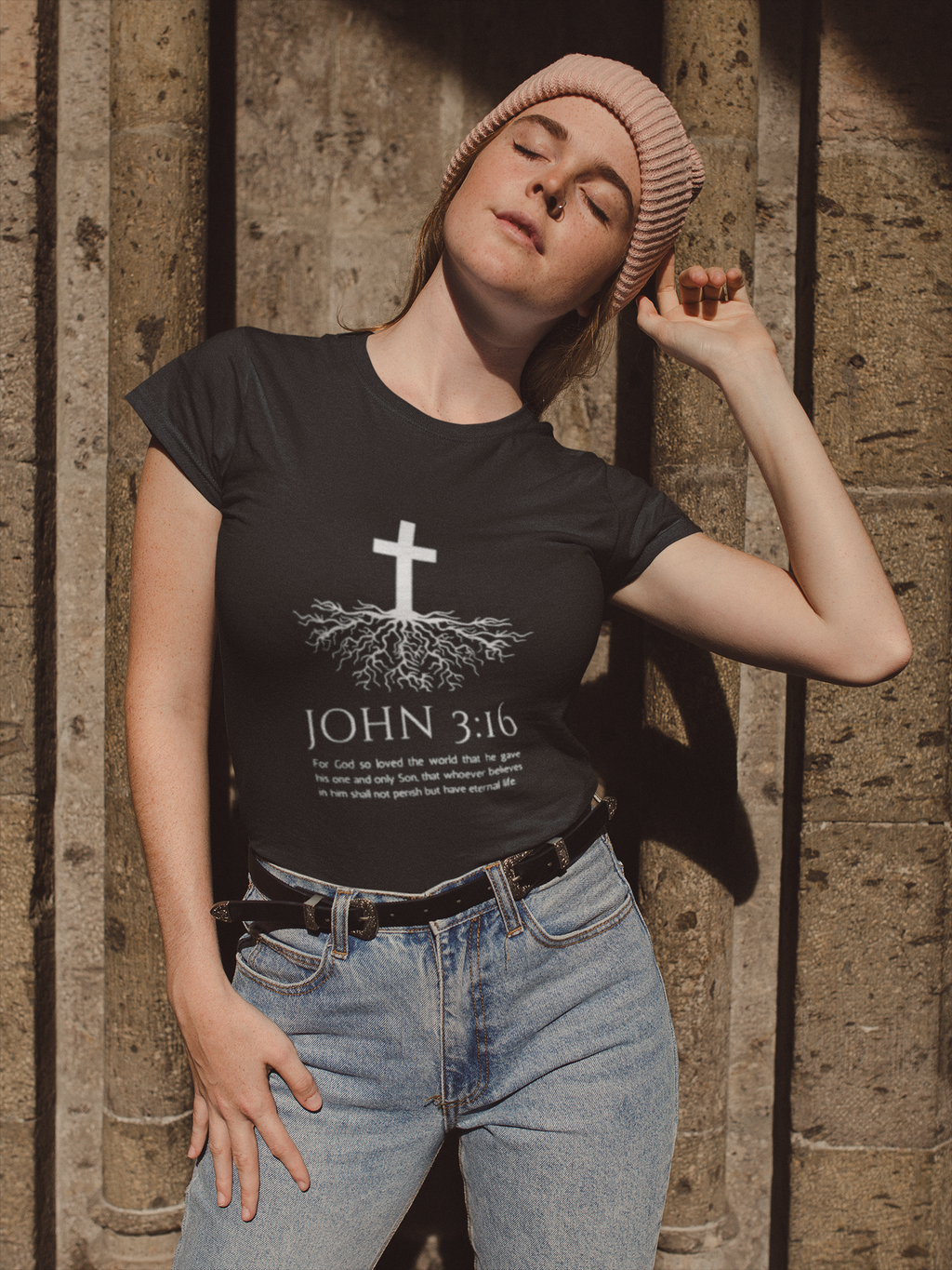 John 3:16 Cross Roots T-Shirt — Christian Faith Tee
