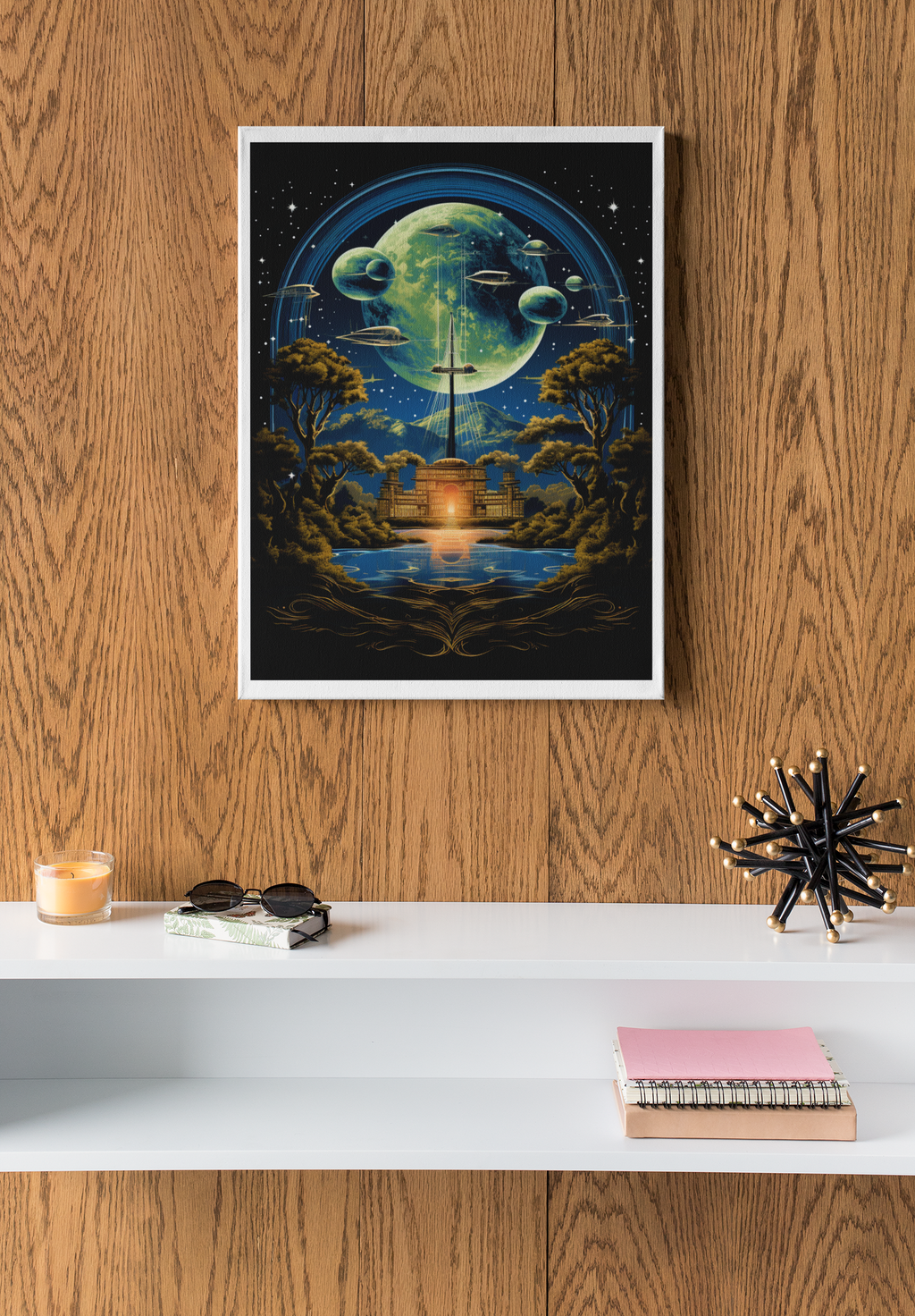 Moonrise Citadel – Retro Cosmic Gateway Poster (3 Sizes)