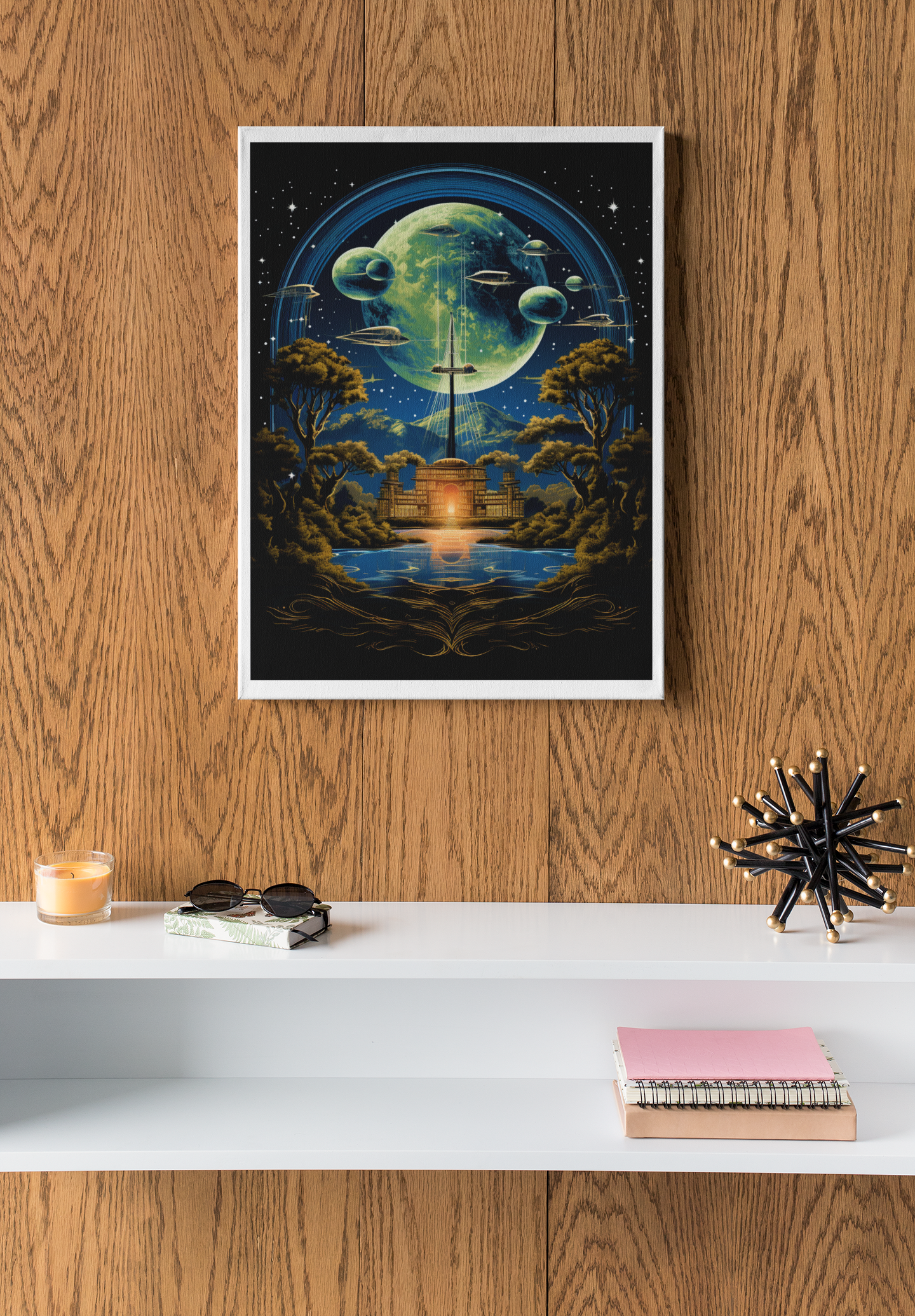 Moonrise Citadel – Retro Cosmic Gateway Poster (3 Sizes)