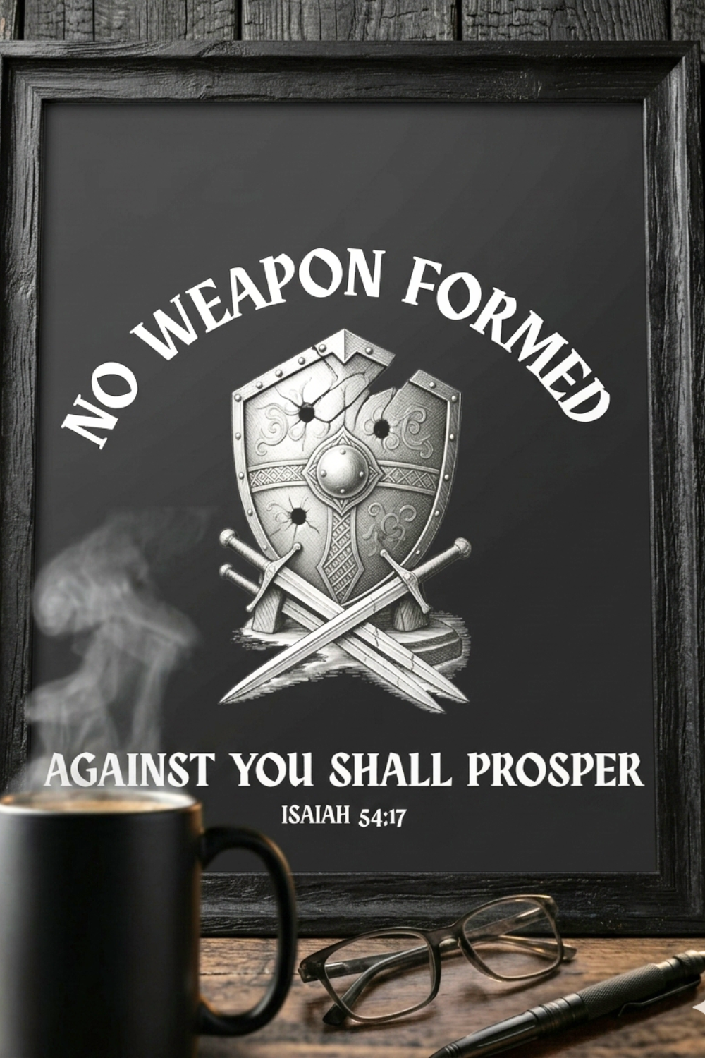 Defiant Faith: Isaiah 54:17 'No Weapon' Premium Poster
