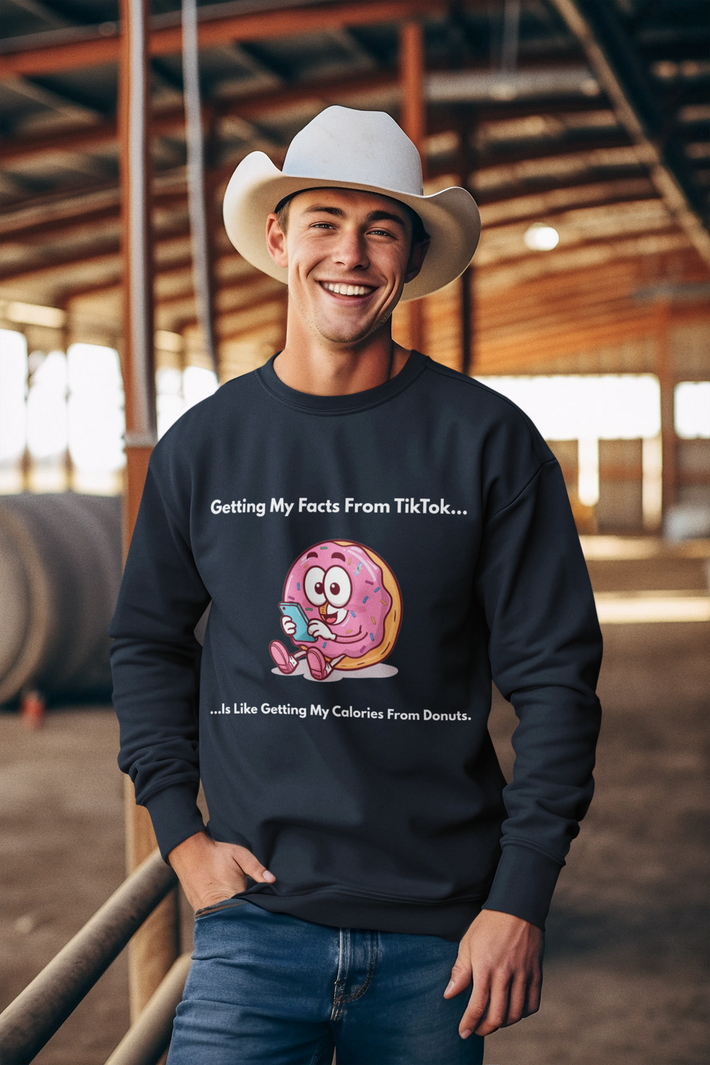 Funny “TikTok vs Donut Calories” Sweatshirt – Cozy Graphic Pullover for Everyday Wear