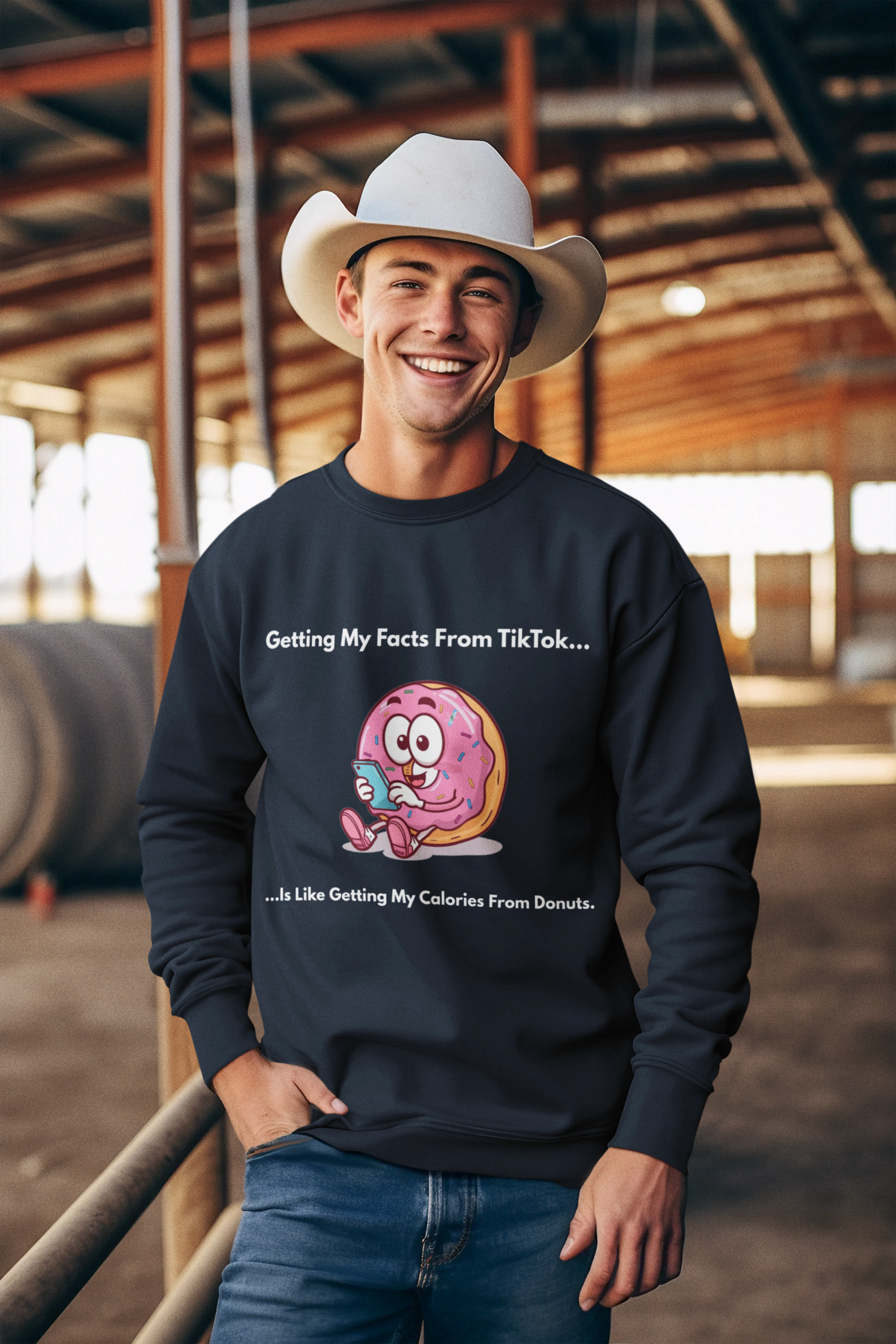 Funny “TikTok vs Donut Calories” Sweatshirt – Cozy Graphic Pullover for Everyday Wear