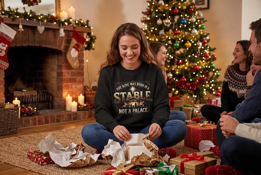 The King Was Born in a Stable, Not a Palace | Christmas Sweatshirt